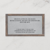 Tierdienste | Hundeschulung | Holzrahmen Visitenkarte (Rückseite)