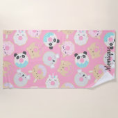 Tierdonuts mädchenhaft niedliche Monogramm Strandtuch (Vorderseite)