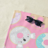 Tierdonuts mädchenhaft niedliche Monogramm Strandtuch (Beispiel)