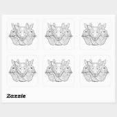 Tierdoodle der Gruppe Quadratischer Aufkleber (Blatt)