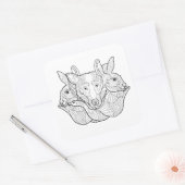 Tierdoodle der Gruppe Quadratischer Aufkleber (Umschlag)