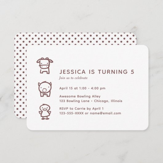 Tierdoodles-Kind zum Geburtstag Einladung (Vorne/Hinten)