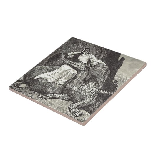 Tierdrache und Mittelalter Fliese (Seite)