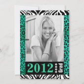 Tierdruck-aquamarines kundenspezifisches einladung (Rückseite)