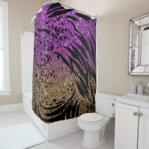 Tierdruck auf Lila und Gold-Glitzer