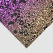 Tierdruck auf Lila und Gold-Glitzer Seidenpapier (Ausschnitt)