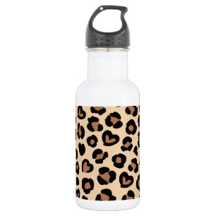 Tierdruck, Brauner Leopard, Gepardenflecken, Herze Edelstahlflasche