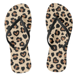 Tierdruck, Braunleopard, Geparden, Herz Badesandalen