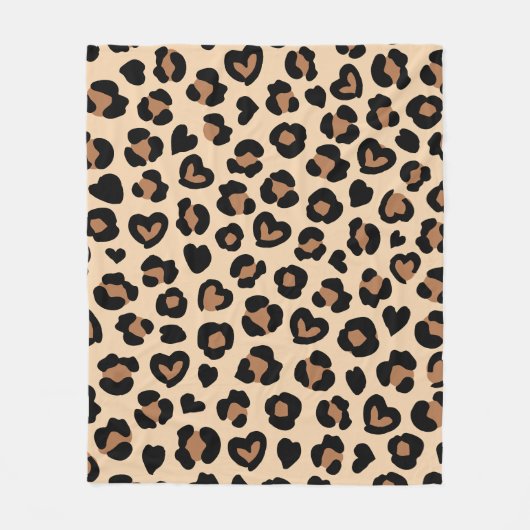 Tierdruck, Braunleopard, Geparden, Herz Fleecedecke (Vorderseite)
