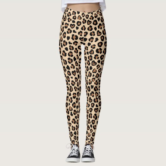 Tierdruck, Braunleopard, Geparden, Herz Leggings (Vorderseite)