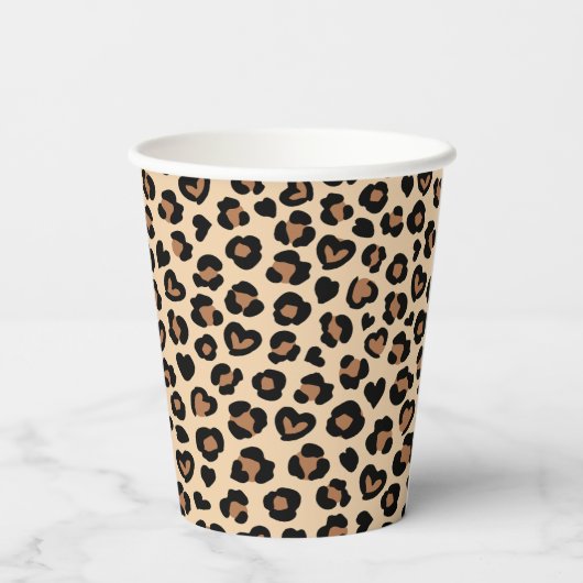 Tierdruck, Braunleopard, Geparden, Herz Pappbecher (Rückseite)