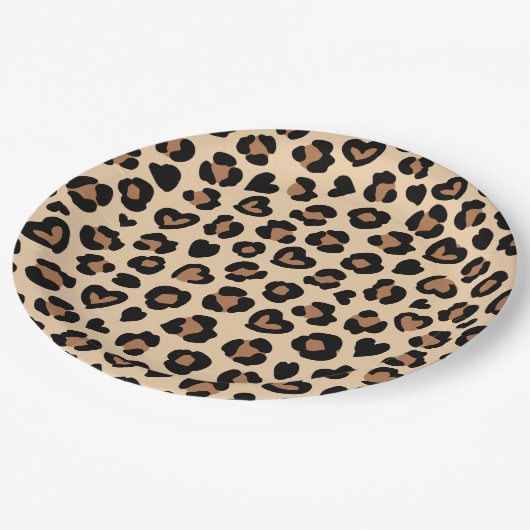 Tierdruck, Braunleopard, Geparden, Herz Pappteller (Schrägansicht)