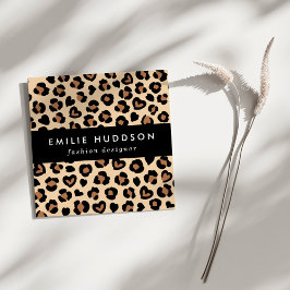 Tierdruck, Braunleopard, Geparden, Herz Quadratische Visitenkarte