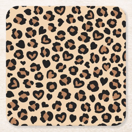 Tierdruck, Braunleopard, Geparden, Herz Rechteckiger Pappuntersetzer (Vorderseite)
