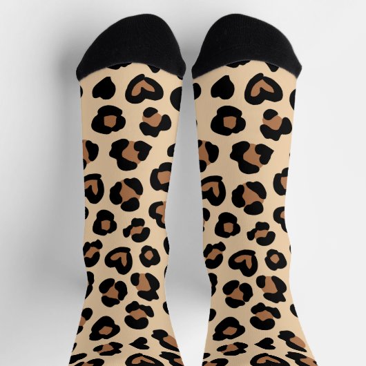 Tierdruck, Braunleopard, Geparden, Herz Socken (Oben)