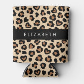 Tierdruck, Braunleopard, Herz, Ihr Name Dosenkühler (Vorderseite)