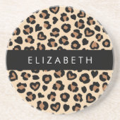 Tierdruck, Braunleopard, Herz, Ihr Name Getränkeuntersetzer (Vorne)