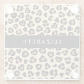 Tierdruck, Braunleopard, Herz, Ihr Name Glasuntersetzer (Rückseite)