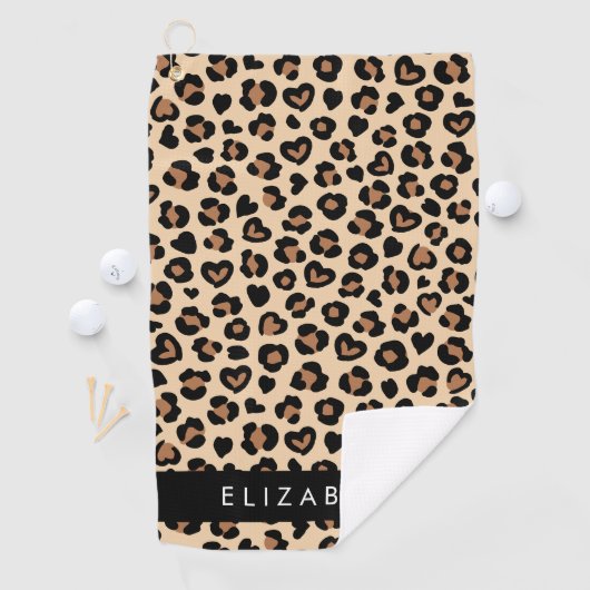Tierdruck, Braunleopard, Herz, Ihr Name Golfhandtuch (Insitu)