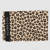 Tierdruck, Braunleopard, Herz, Ihr Name Golfhandtuch (Horizontal)