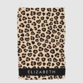 Tierdruck, Braunleopard, Herz, Ihr Name Golfhandtuch (Vorderseite)