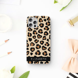Tierdruck, Braunleopard, Herz, Ihr Name iPhone 16 Hülle