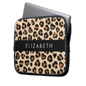 Tierdruck, Braunleopard, Herz, Ihr Name Laptopschutzhülle (Vorderseite Links)
