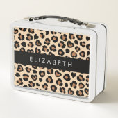 Tierdruck, Braunleopard, Herz, Ihr Name Metall Brotdose (Rückseite)