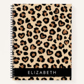 Tierdruck, Braunleopard, Herz, Ihr Name Notizblock (Vorderseite)