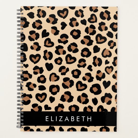 Tierdruck, Braunleopard, Herz, Ihr Name Planer (Vorderseite)