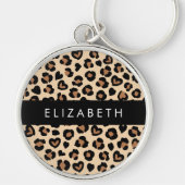 Tierdruck, Braunleopard, Herz, Ihr Name Schlüsselanhänger (Vorne)