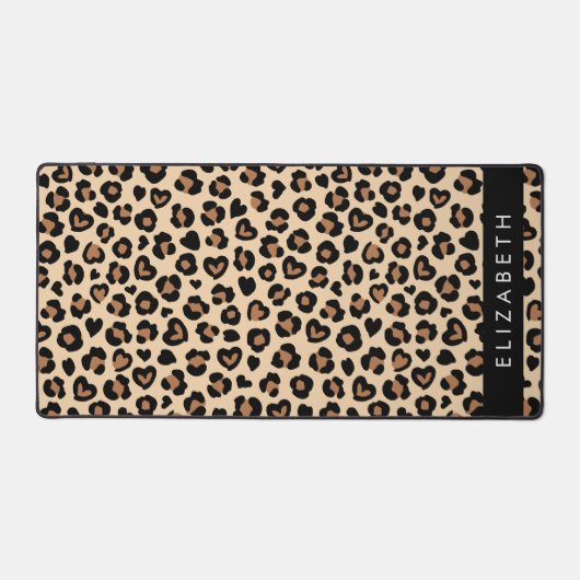 Tierdruck, Braunleopard, Herz, Ihr Name Schreibtischunterlage (Vorderseite)
