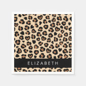 Tierdruck, Braunleopard, Herz, Ihr Name Serviette (Vorderseite)