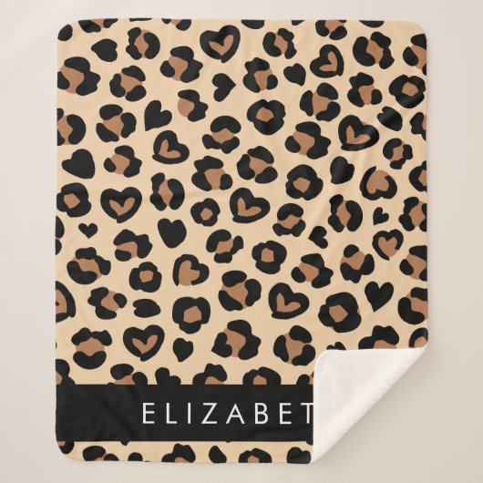 Tierdruck, Braunleopard, Herz, Ihr Name Sherpadecke (Vorderseite)