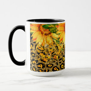 Tierdruck Glitter und Sonnenblumen Tasse