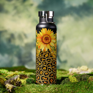 Tierdruck Glitter und Sonnenblumen Trinkflasche