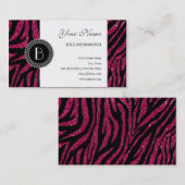 Tierdruck-Glitzerzebra-Muster und Monogramm Visitenkarte (Vorne/Hinten)
