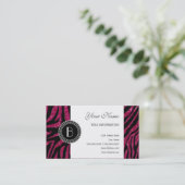 Tierdruck-Glitzerzebra-Muster und Monogramm Visitenkarte (Stehend Vorderseite)