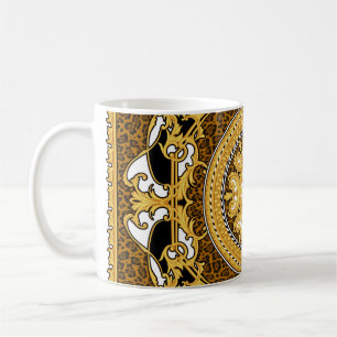 Tierdruck Goldene Rollen Seide Kaffeetasse