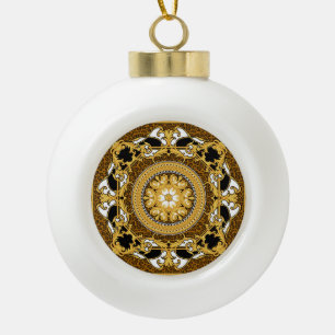 Tierdruck Goldene Rollen Seide Keramik Kugel-Ornament