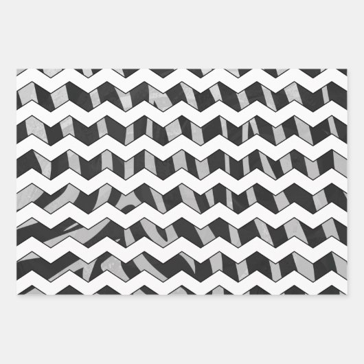 Tierdruck in Schwarz/Weiß Geschenkpapier Set (Vorderseite 3)