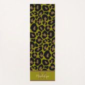 Tierdruck Leopard olivgrün Monogramm Name Yogamatte (Vorderseite)