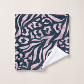 Tierdruck, Leopard, Tiger, Blau, Rosa, Haut, Badhandtuch Set (Waschlappen)