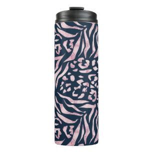 Tierdruck, Leopard, Tiger, Blau, Rosa, Haut Thermosbecher