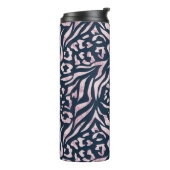 Tierdruck, Leopard, Tiger, Blau, Rosa, Haut Thermosbecher (Nach links gedreht)