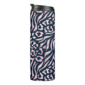 Tierdruck, Leopard, Tiger, Blau, Rosa, Haut Thermosbecher (Nach rechts gedreht)