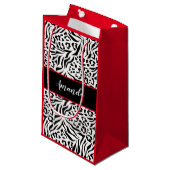 Tierdruck, Leopard, Tiger, Schwarz, Weiß, Haut, Kleine Geschenktüte (Vorderseite Schrägansicht)