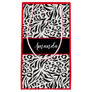 Tierdruck, Leopard, Tiger, Schwarz, Weiß, Haut, Kleine Geschenktüte