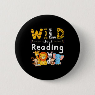 Tierdruck lese ein Buch Charakter Kinder wild darü Button