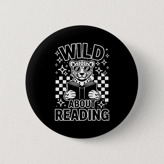 Tierdruck lese ein Buch Charakter Kinder wild darü Button (Vorderseite)